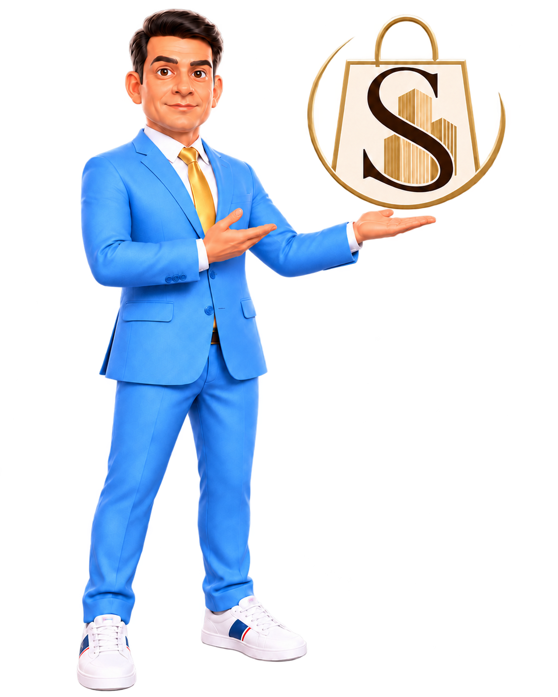 Mascote do Shopping do Síndico apresentando a marca